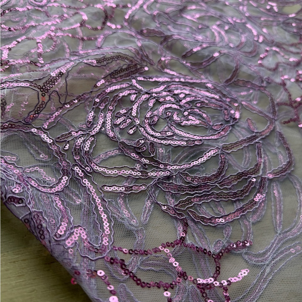 Handmade Sheer Tank Light Purple Sequins